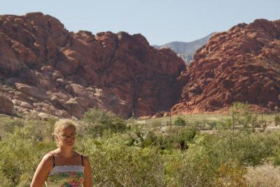 Melissa in front of Red Rock Canyon